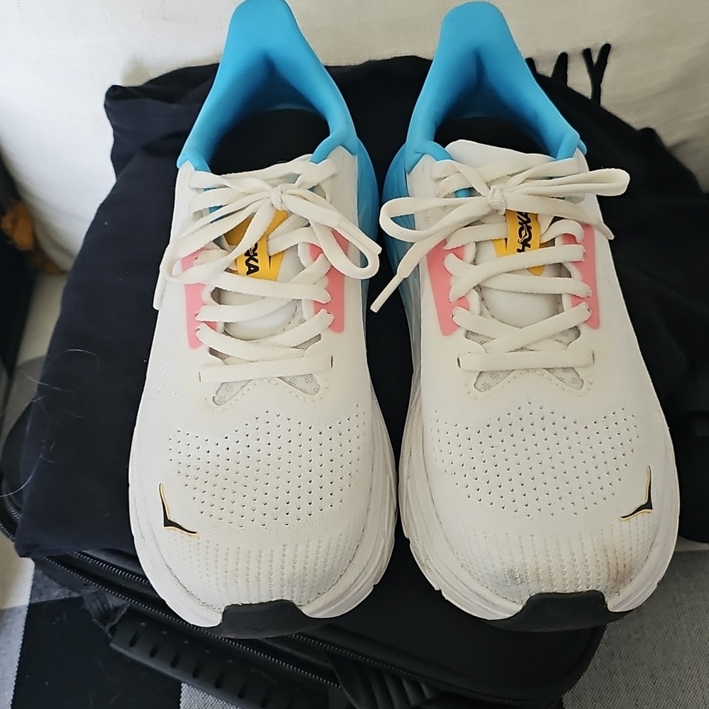 Hoka White Running Shoes with Sky Blue Accents - Picture 3 of 5